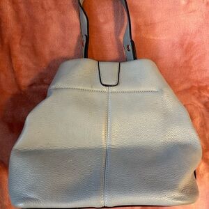 Elegant light blue Leather Women's Bag